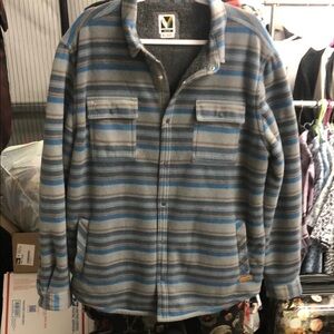 Voyager men’s striped fleece jacket with snaps